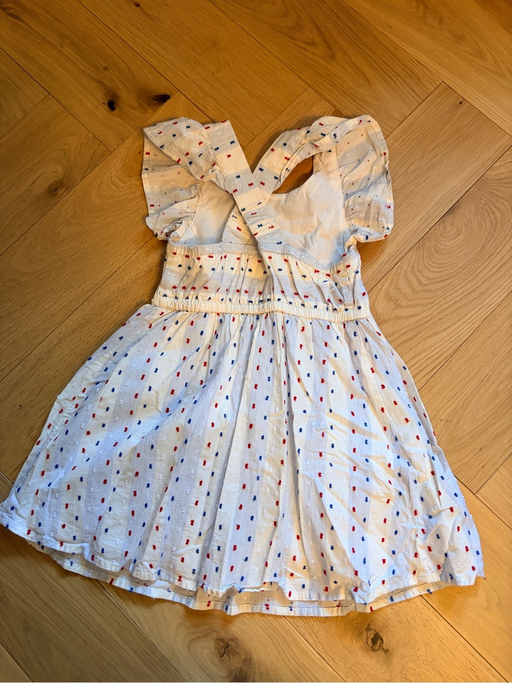 Cat & Jack White Dress with Red and Blue Dot Print - Picture 2 of 2
